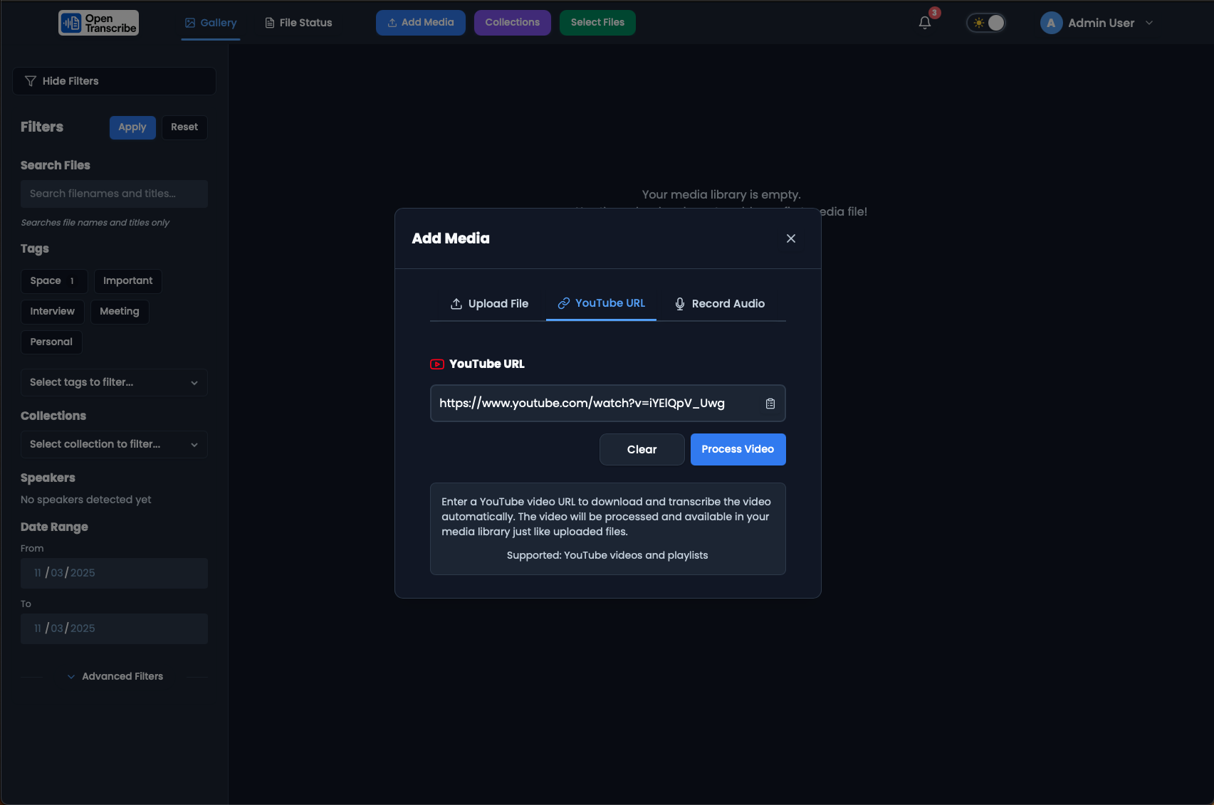 Settings sidebar